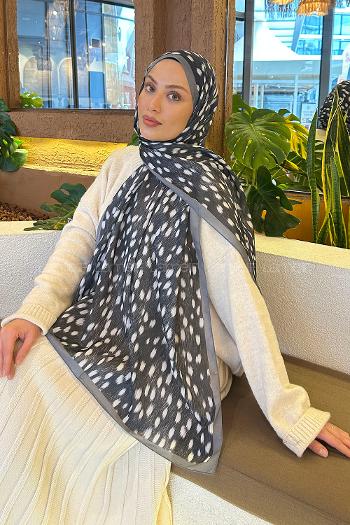 Lamelif Ceylan Desen Soft Şal Gri