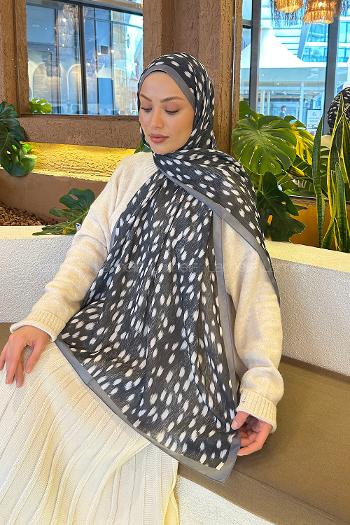 Lamelif Ceylan Desen Soft Şal Gri