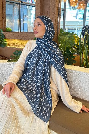 Lamelif Ceylan Desen Soft Şal İndigo