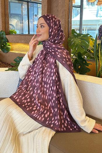 Lamelif Ceylan Desen Soft Şal Mürdüm