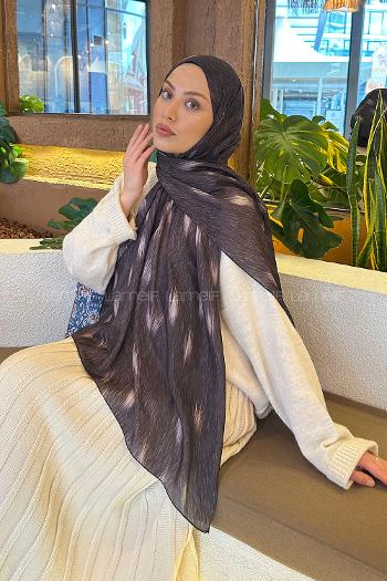 Lamelif Ceylan Desen Soft Şal Siyah Yeşil