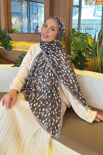 Lamelif Ceylan Desen Soft Şal Vizon