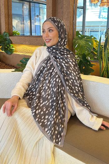 Lamelif Ceylan Desen Soft Şal Vizon