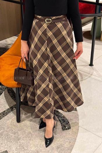 Lamelif Ekose Etek Acı Kahve