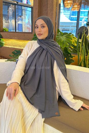 Anthracite Cotton Fabric Straight Shawl
