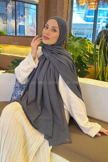 Anthracite Cotton Fabric Straight Shawl