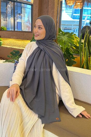 Anthracite Cotton Fabric Straight Shawl