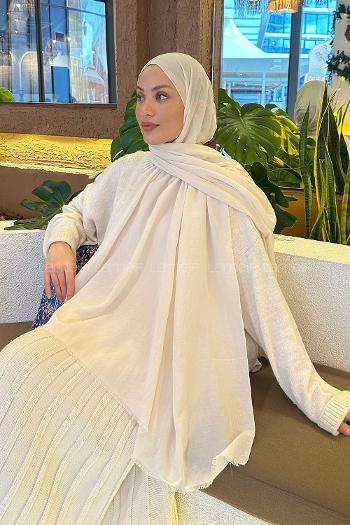 Beige Cotton Fabric Straight Shawl