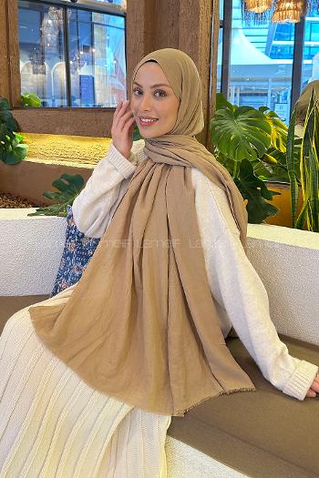 Camel Cotton Fabric Straight Shawl