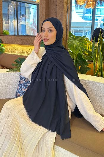 Navy Blue Cotton Fabric Straight Shawl