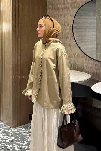 Lamelif Fırfırlı Gömlek Vizonrengi