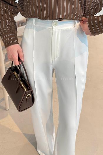 White Cotton Fabric High Waist Comfortable Pants