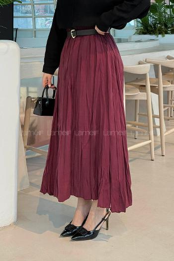 Lamelif Kraşlı Tesettür Etek Bordo