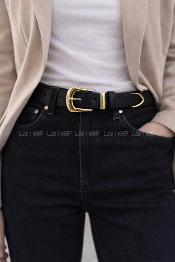 Lamelif Noir Silver Zarefet Bayan Kemer Gold