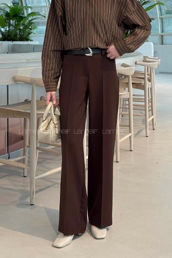 Bitter Brown Crepe Fabric High Waist Material Pants