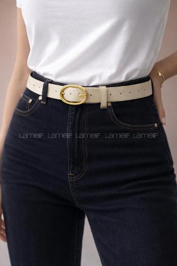 Lamelif Liora Silver Oval Tokalı Siyah Suni Deri Kadın Kemer