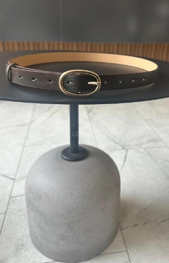 Lamelif Liora Silver Oval Tokalı Siyah Suni Deri Kadın Kemer