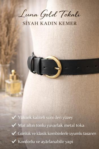 Lamelif Luna Gold Eskitme Tokalı Kadın Kemer