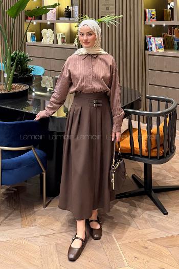 Brown Shirt Collar Long Arm Viscose Fabric Shirt