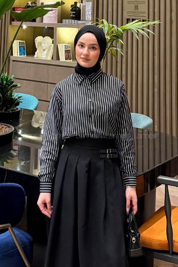 Black Shirt Collar Long Arm Modal Shirt