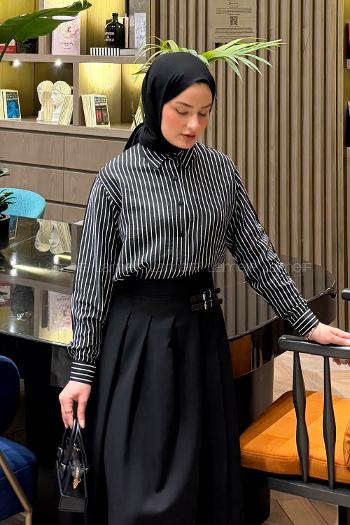 Black Shirt Collar Long Arm Modal Shirt