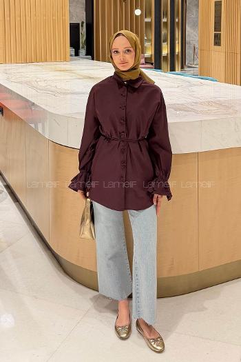 Plum Shirt Collar Long Arm Cotton Shirt