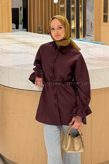 Plum Shirt Collar Long Arm Cotton Shirt