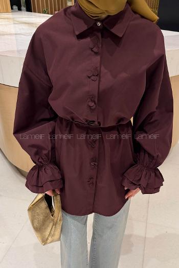 Plum Shirt Collar Long Arm Cotton Shirt