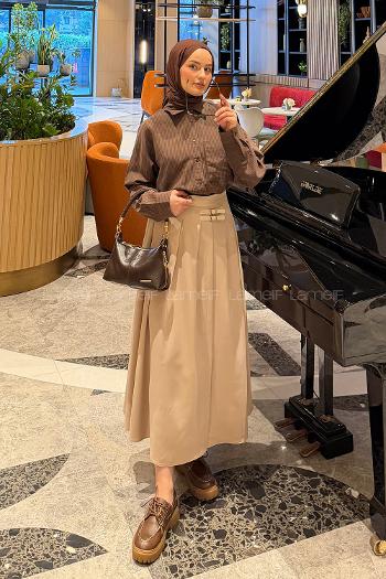 Bitter Brown Shirt Collar Long Arm Viscose Fabric Modal Shirt