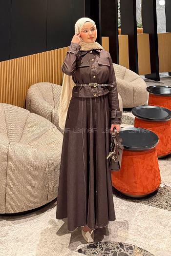 Lamelif Kemerli Jile Takım Kahverengi