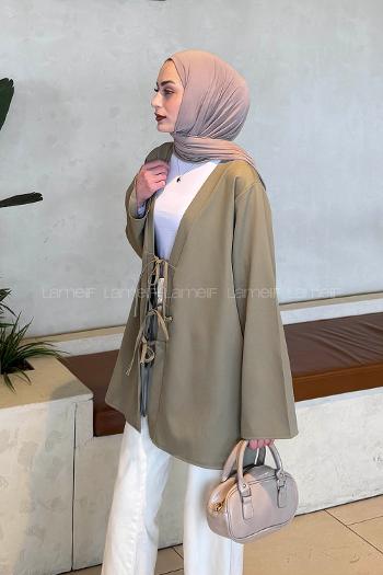 Khaki V Neck Cotton Tunic