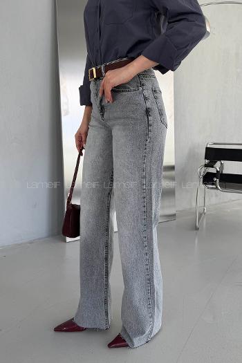 Gray Denim Normal Waist Denim Pants