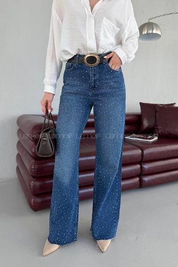 Dark Blue Denim High Waist Denim Pants