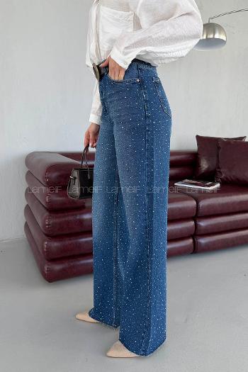 Dark Blue Denim High Waist Denim Pants