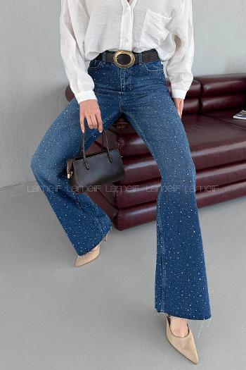 Dark Blue Denim High Waist Denim Pants