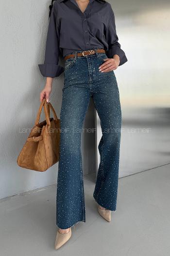 Blue-1 Denim High Waist Denim Pants