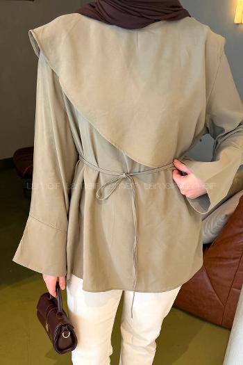 Lamelif Pelerin Detaylı Tunik Haki