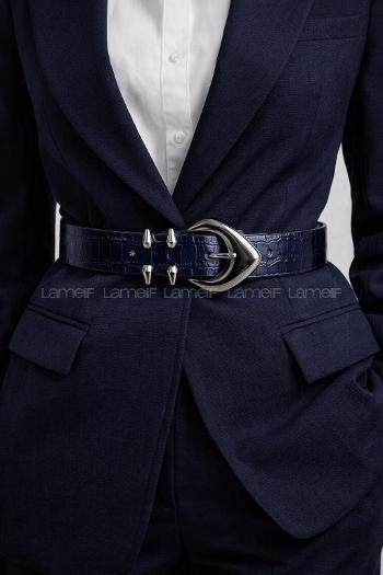 Lamelif Kadın Noir Edge Kemer Çeket Gömlek Pantolon