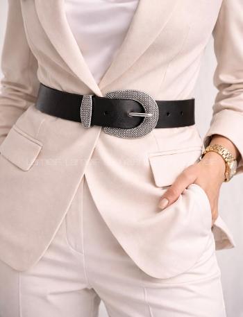 Lamelif Kadın Terra Mesh Gümüş Tokalı Suni Deri Kemer