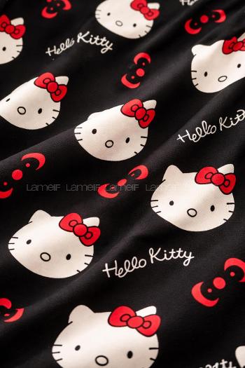 Lamelif Kadın Milan Kumaş  Hello Kitty  Desenli Pijama Takımı