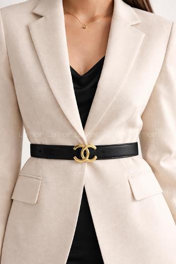 Black-1 Buckle Skin Belt