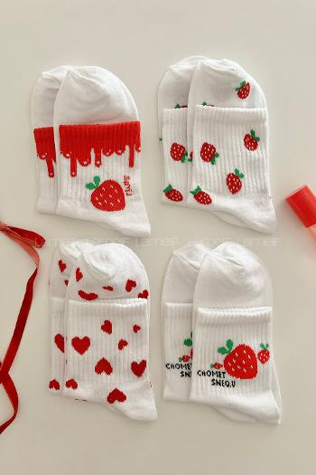 Lamelif 4lü Çilekli Çorap