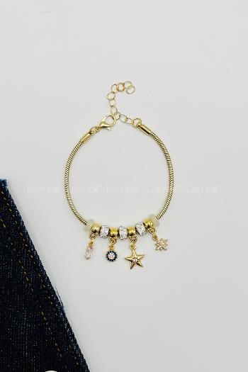 Lamelif Gold Nazar Charmlı Pandora Bileklik