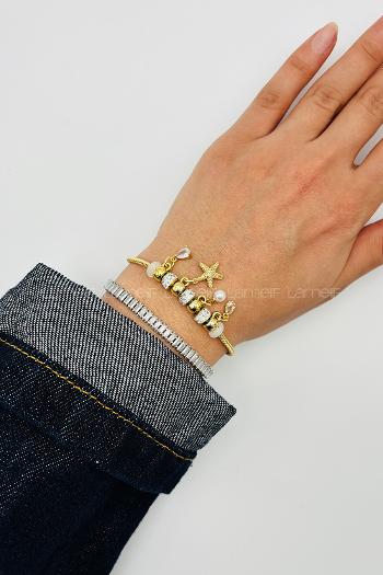 Lamelif Gold Yıldız Charmlı Pandora Bileklik