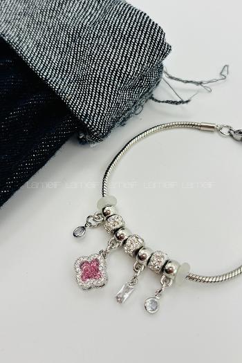 Lamelif Gümüş Yonca Charmlı Pandora Bileklik