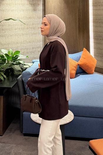 Plum V Neck Long Arm Polyester Jacket