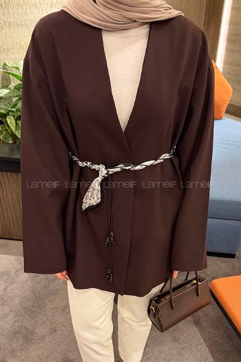Plum V Neck Long Arm Polyester Jacket