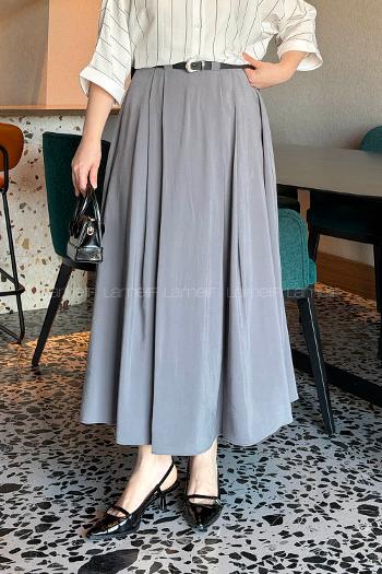 Lamelif Pileli Kemerli Etek Antrasit