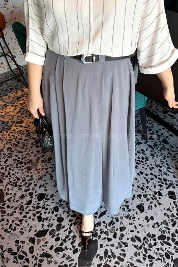 Lamelif Pileli Kemerli Etek Antrasit