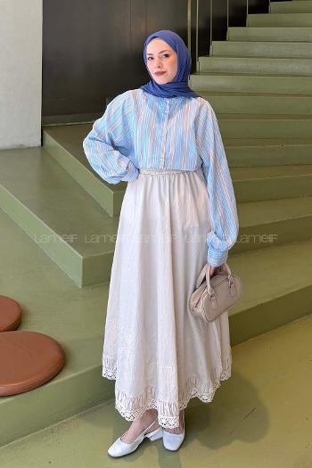 Blue Shirt Collar Long Arm Viscose Fabric Shirt